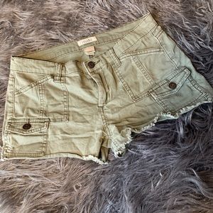 Green Jean shorts